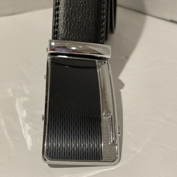 Genuine Leather Mens Ratchet Belt Belts Mens Adjustable Automatic Buckle Large - Picture 2 of 9